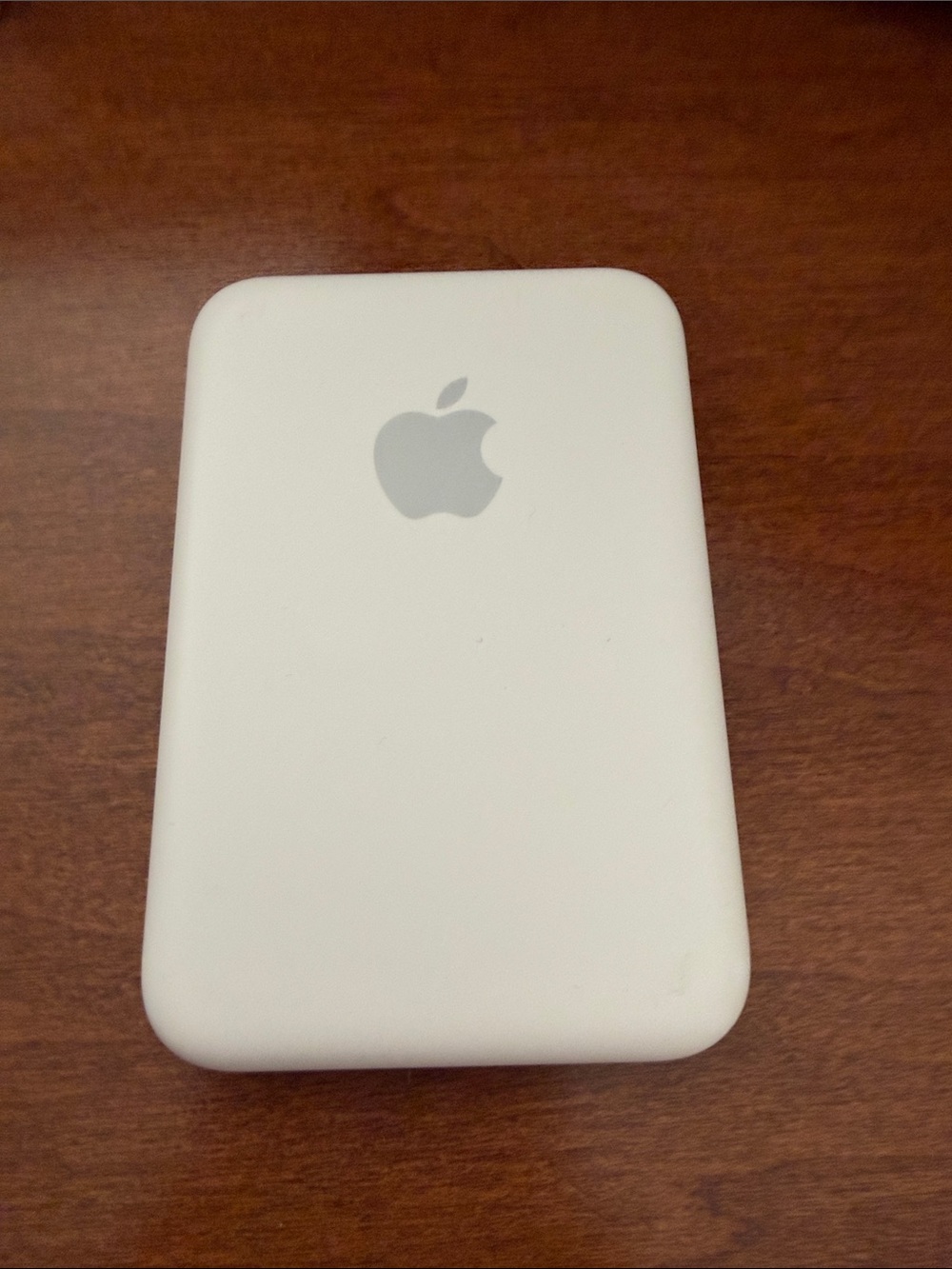 Apple White Portable Charger with Silver Logo